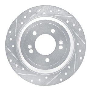 Hyundai Nexo Brake Rotor (1) - Rear Left - R1 Concepts - Drilled & Slotted - Silver - `17-`25